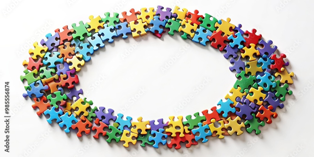 Aufkleber circular puzzle pieces forming a complete image