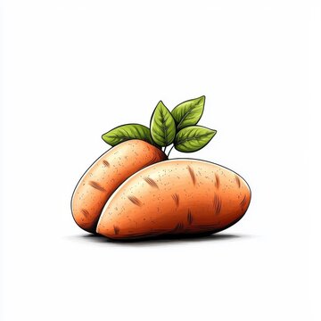 orange sweet potatoes with green leaves clip art preview
