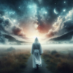 Fototapeta premium path in the sky cloudy night path