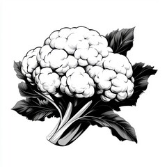Fototapeta premium Continuous line art drawing of cauliflower, isolated on a white background.