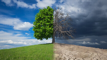 Fototapeta premium Nature conservation and climate change, environmental protection, ecosystem preservation, wildlife conservation, global warming, renewable energy.