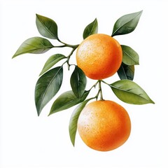 Simple watercolor Sicilian orange, isolated on a white background.