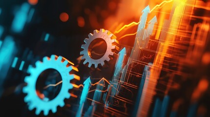 Conceptual illustration depicting gears and upward arrows