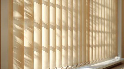 Vertical Blind medium strips beige color. Generative AI.