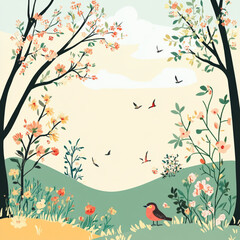simple illustration on the theme of the month of April, spring nature