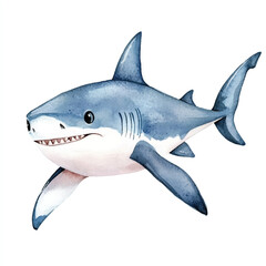 Shark watercolor clipart illustration isolated
