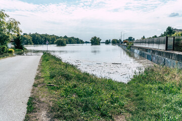 Heavy flooding along Danube river in Central Europe