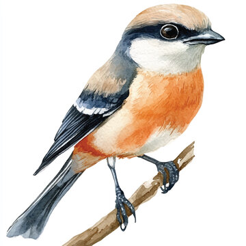 recommend clip art: Shrike watercolor clipart illustration isolated