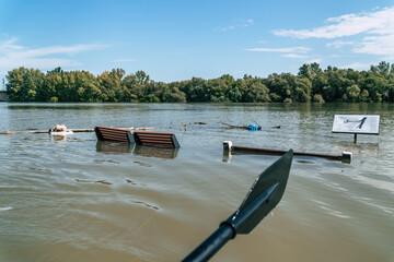 Heavy flooding along Danube river in Central Europe