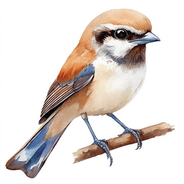 recommend clip art: Shrike watercolor clipart illustration isolated