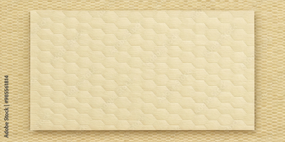 Aufkleber Beige recycled square note paper textured background with light hexagonal shapes