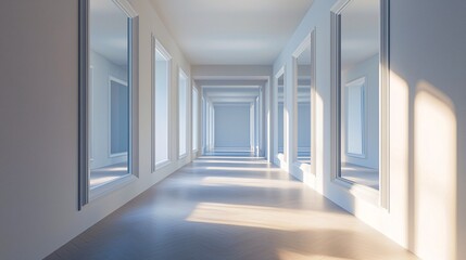 Fototapeta premium A room is transformed into a captivating spectacle through the artful play of mirrors and shadows, crafting a mesmerizing illusion.