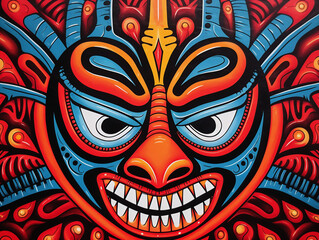 Colorful African Tribal Mask in Ethnic Style, AI Generation