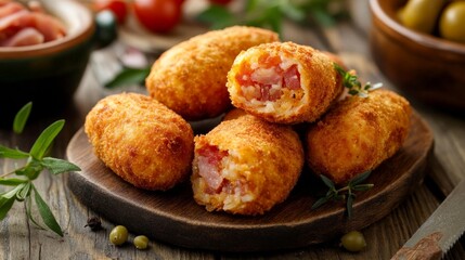 Spanish tapas called croquetas de jam&oacute;n