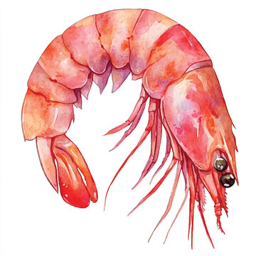 recommend clip art: Shrimp watercolor clipart illustration isolated