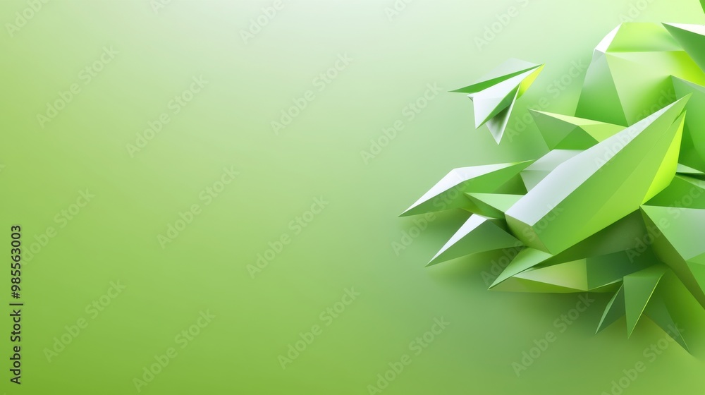 Poster clean green geometric low poly background with sharp edges and subtle gradients, perfect for a conte