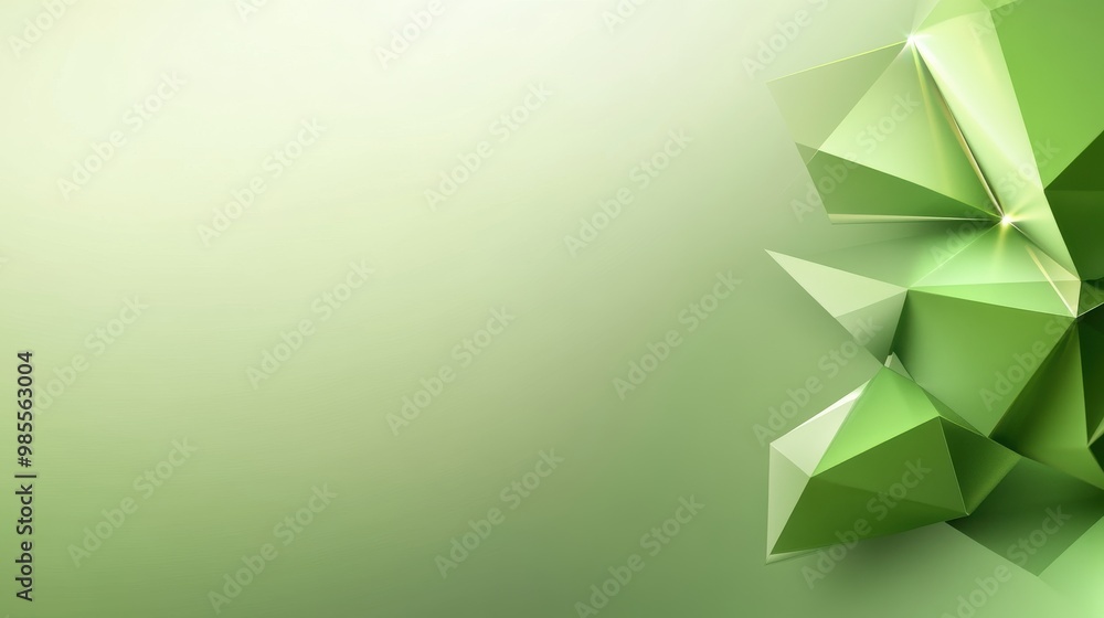 Poster clean green geometric low poly background with sharp edges and subtle gradients, perfect for a conte