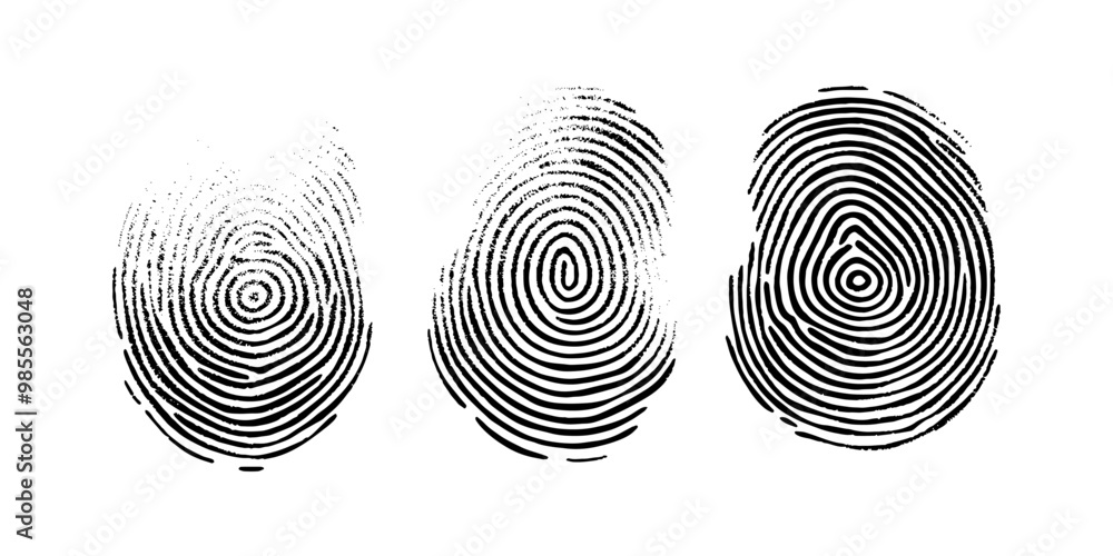 Poster fingerprint or thumbprint set isolated. set fingerprint scanning icon sign