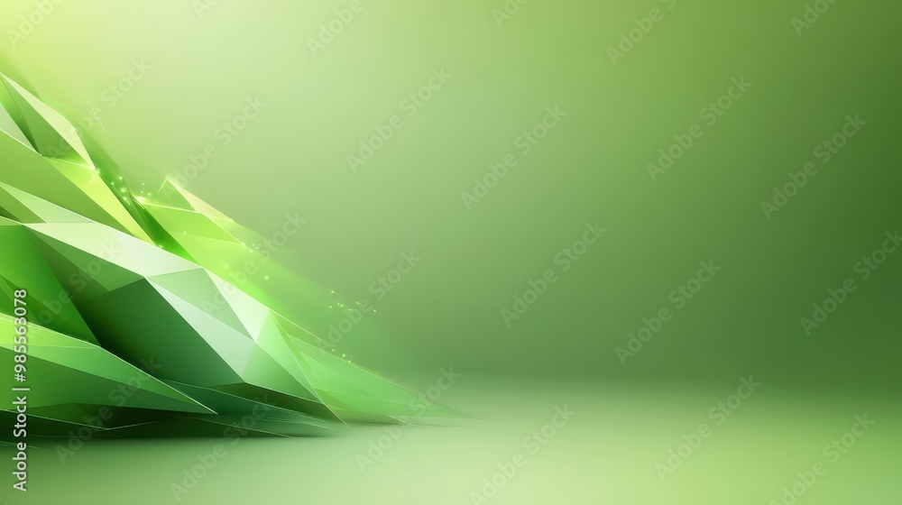 Poster clean green geometric low poly background with sharp edges and subtle gradients, perfect for a conte