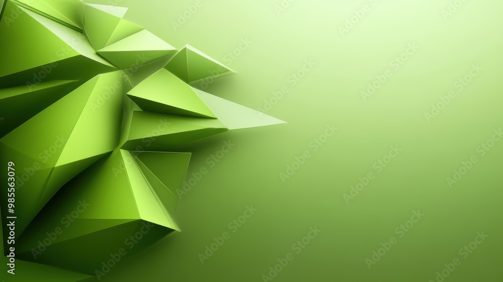 Poster clean green geometric low poly background with sharp edges and subtle gradients, perfect for a conte