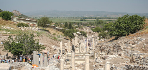 Celcius Library one of the symbols of the ancient city of Ephesus. Ephesus, İzmir, Turkey.