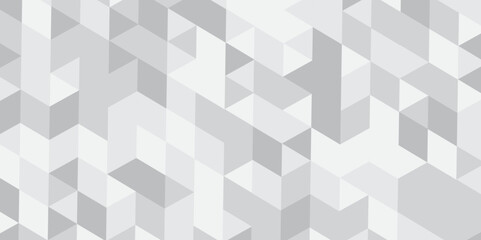 Abstract geometric white or gray background seamless triangular origami grayscale mosaic and low polygon triangle texture banner wallpaper.