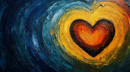 Colorful heart shape art on dark background