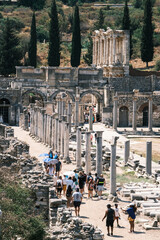 Celcius Library one of the symbols of the ancient city of Ephesus. Ephesus, İzmir, Turkey.