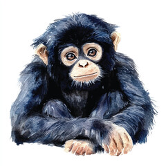 Naklejka premium Siamang watercolor clipart illustration isolated