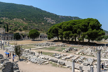 Celcius Library one of the symbols of the ancient city of Ephesus. The Famous and important ancient city of Ephesus Izmir,Turkey.