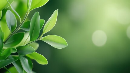 Close-up of green leaves with soft shadows, creating a fresh and organic natural background.