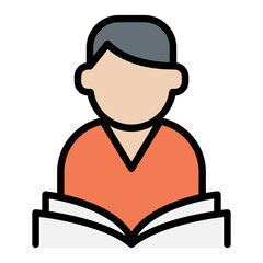 A man reading a book icon