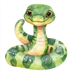 Fototapeta premium Snake watercolor clipart illustration isolated