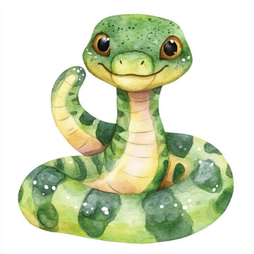recommend clip art: Snake watercolor clipart illustration isolated