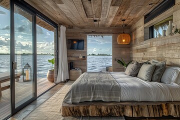 Rustic Waterfront Bedroom with Breathtaking Views