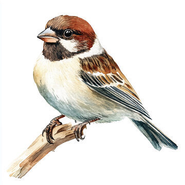 recommend clip art: Sparrow watercolor clipart illustration isolated