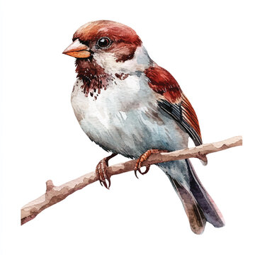 recommend clip art: Sparrow watercolor clipart illustration isolated