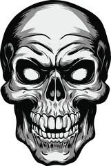 human skull black and white