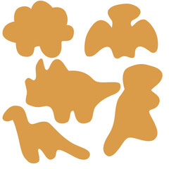 Dino Nuggets is a PNG collection of naive and playful dinosaur-shaped nuggets for kids' crafts and creations