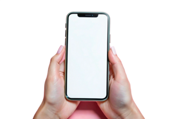 Close up, mobile blank screen mockup holding by young female, screen mockup for your brands banner, relaxation with smartphone