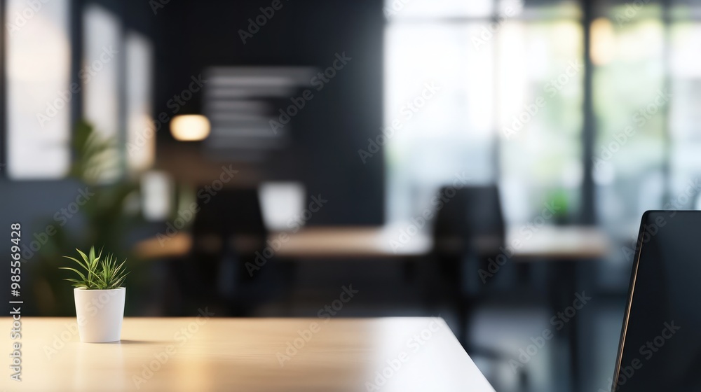 Poster a blurry working space with a defocused effect. use for business backgrounds or backdrops.