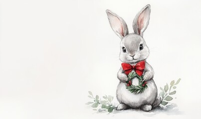Obraz premium A rabbit holding a wreath in its mouth