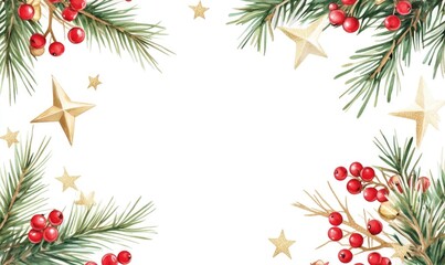 A white background with a Christmas tree and stars