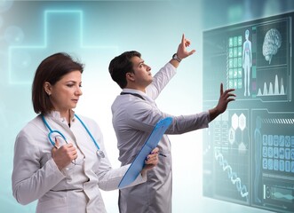 Doctors in future telemedicine concept