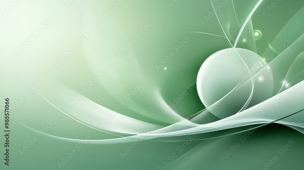 Poster detailed green fractal background with geometric elements and fluid transitions, offering a dynamic 