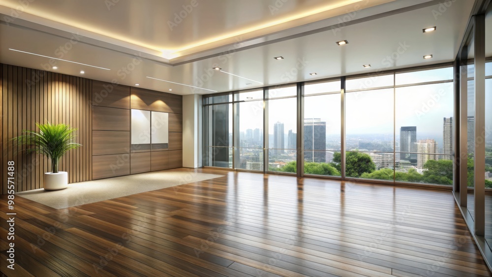 Aufkleber empty and modern interior room with sleek design and rendering