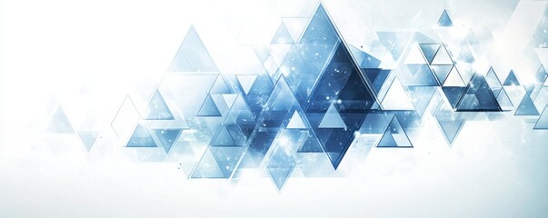 Abstract  background with blue transparent triangles and geometric shapes creating a modern and futuristic design