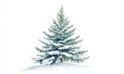 Obraz premium A snow covered pine tree is the main focus of the image
