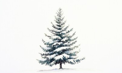 Obraz premium A snow covered pine tree is the main focus of this image