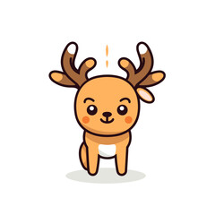 Fototapeta premium Reindeer hand-drawn kids comic illustration. Cute vector doodle style cartoon illustration
